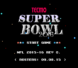 Tecmo Super Bowl 2016 (tecmobowl.org hack) Title Screen